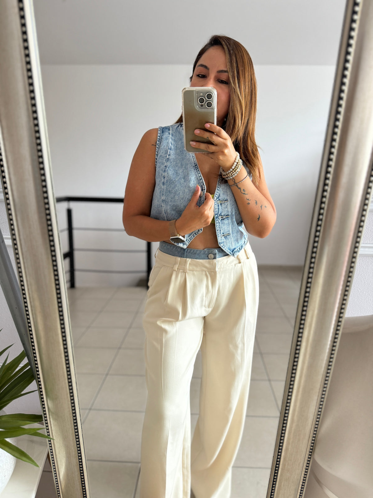 CHALECO CROP DENIM