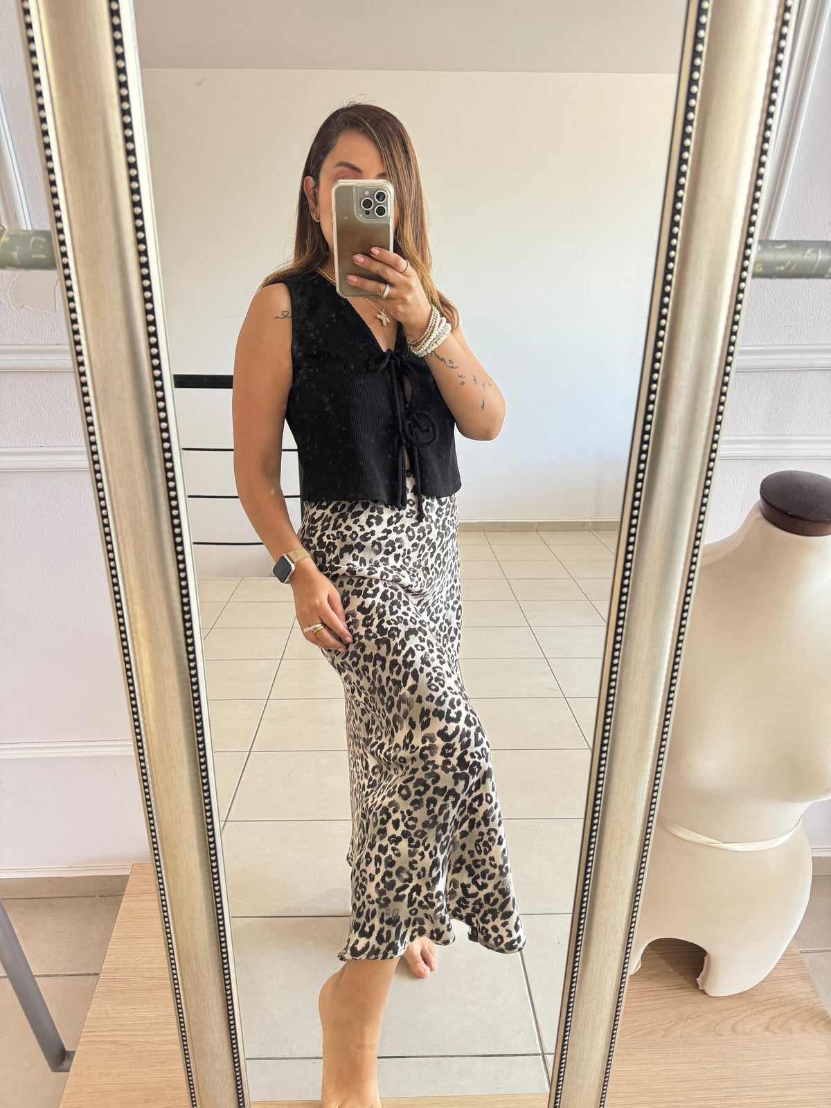 FALDA MIDI LEOPARDO
